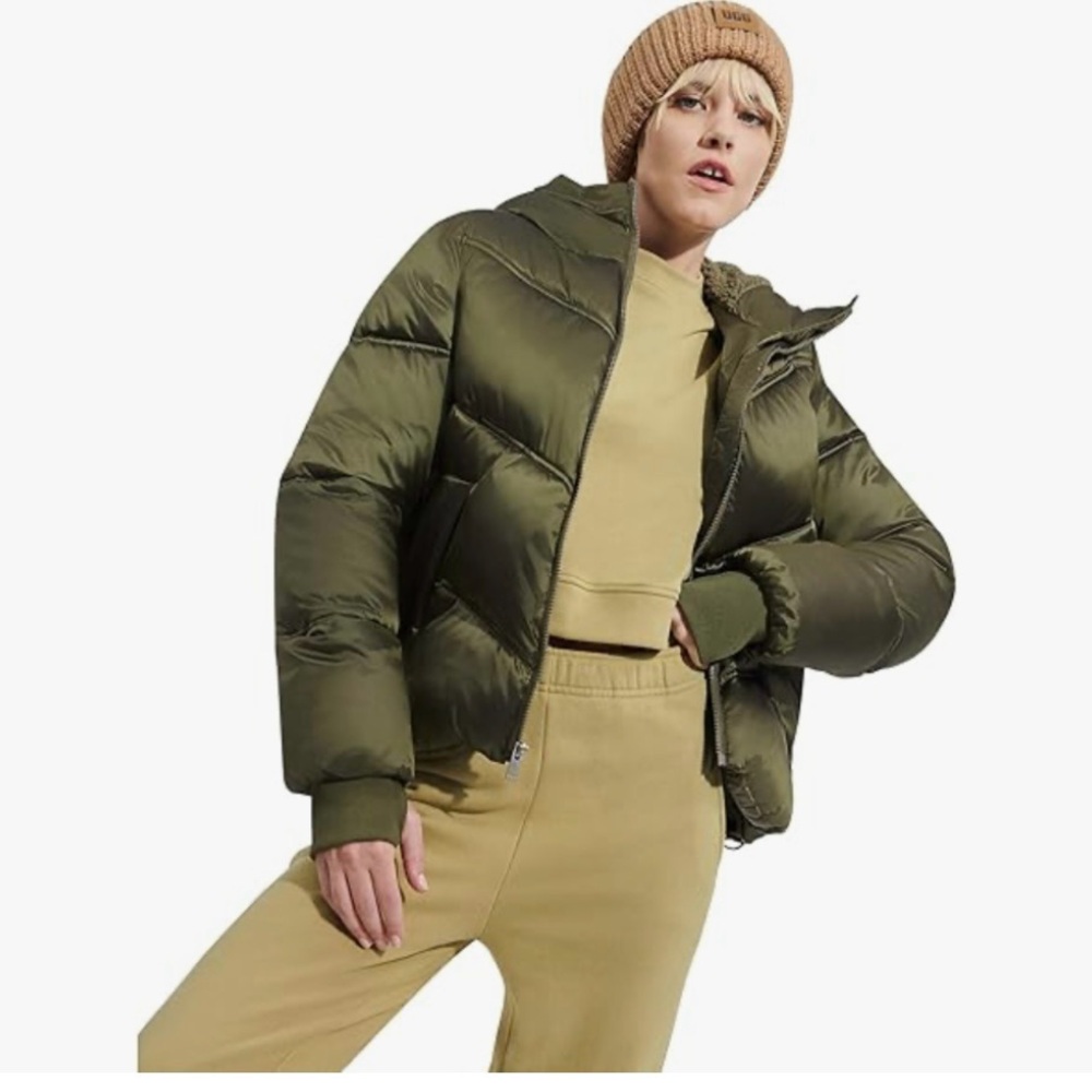 UGG Women’s Ronney Cropped Burnt Olive Puffer Jacket